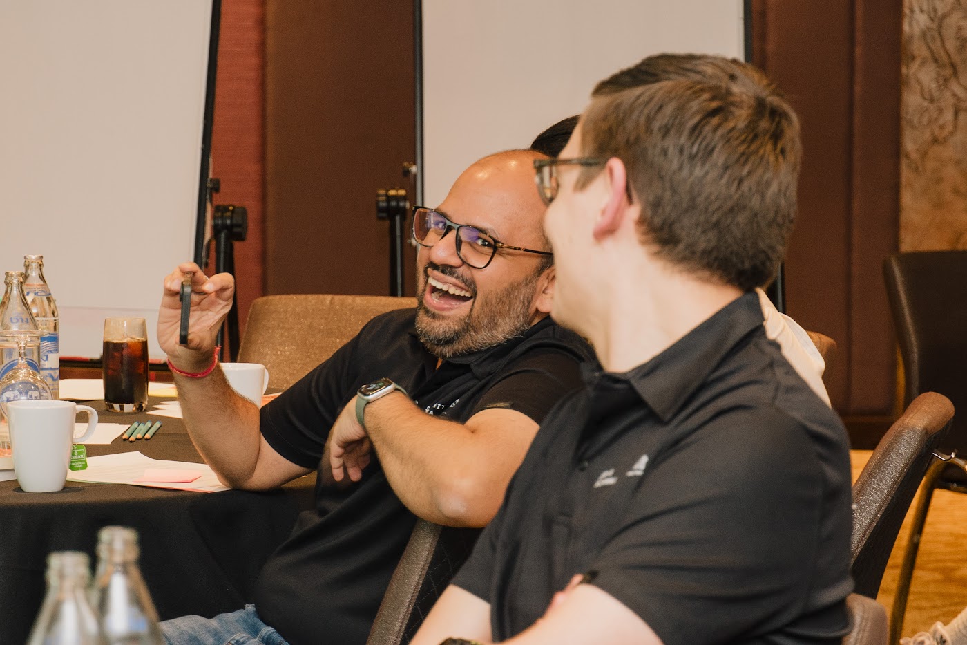 Retreat attendees laughing together
